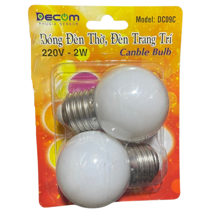 Vỉ 2 bóng đèn led trái chanh Decom DC-09C, công suất 2W