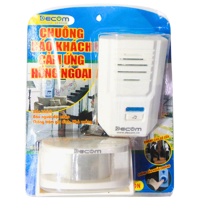 Thiết bị báo khách cảm ứng hồng ngoại không dây Decom DC-287