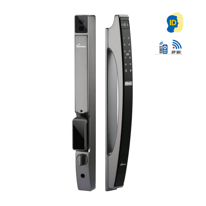Khóa cửa thông minh cao cấp chống nước IP56 Demax EL902, nhận diện khuôn mặt Face ID-3D mở khóa bằng Wifi, dành cho cửa nhôm, sắt, inox
