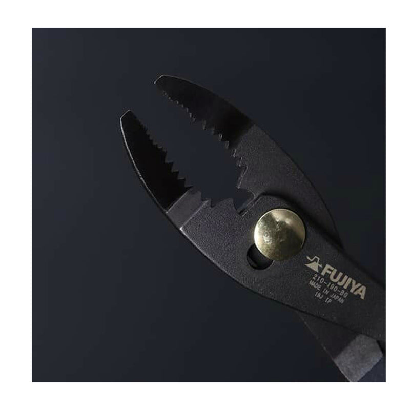 Kìm đa năng mỏ cong, có khớp trượt Fujiya 210-190-BG Kurokin-Series, kích thước 193mm, khả năng cắt dây sắt mềm tối đa Ø2.0mm. Tiêu chuẩn RoHS