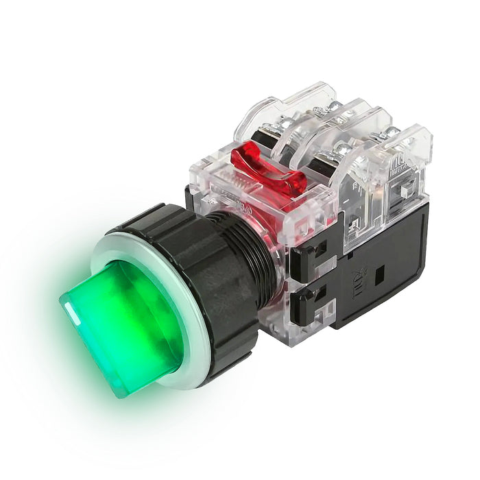 Công tắc xoay tích hợp đèn báo, mặt nhôm Hanyoung Nux MRT-A series, Lỗ khoét Ø30mm. Tiêu chuẩn CE, KC