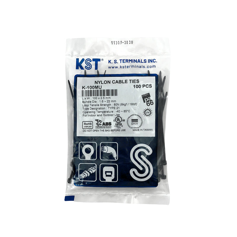 Dây rút nhựa đen KST cao cấp chống tia UV và chịu thời tiết khắc nghiệt, tiêu chuẩn quốc tế, dài 80mm - 200mm, bản mỏng 2.5mm (Size M)