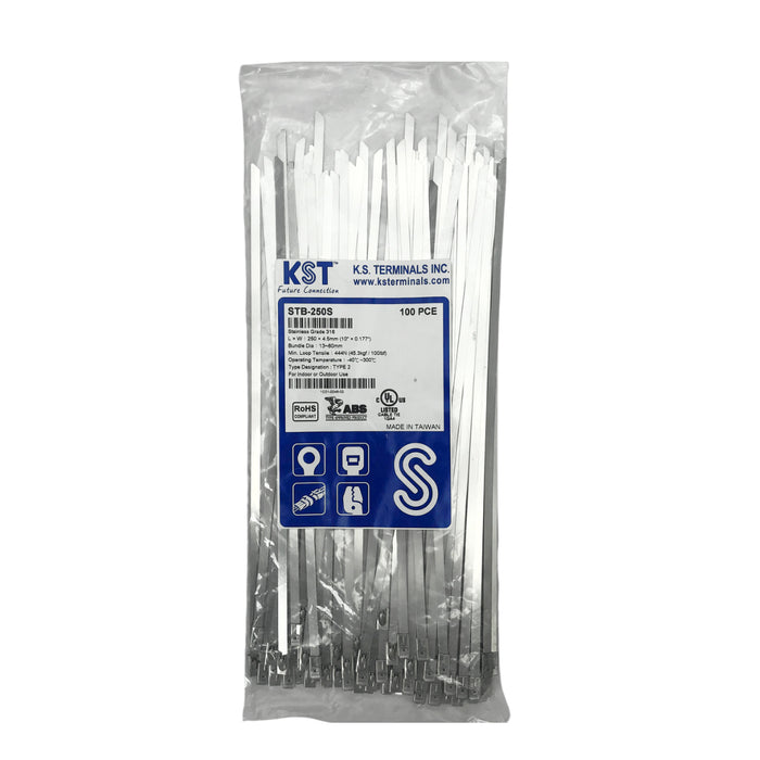 Dây rút Inox 316 KST cao cấp, không bọc nhựa (Uncoated), loại bi gài (Ball-lock), bản size S rộng 4.5mm, dài từ 125mm - 1050mm