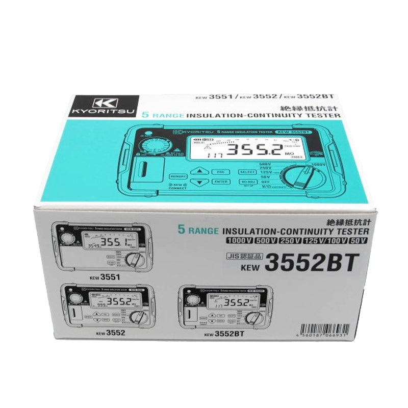 Thiết bị đo điện trở cách điện liên tục kỹ thuật số Kyoritsu Kew 3552BT dải đo từ 50V - 1000V, đo nhanh 0.5 giây, có Bluetooth