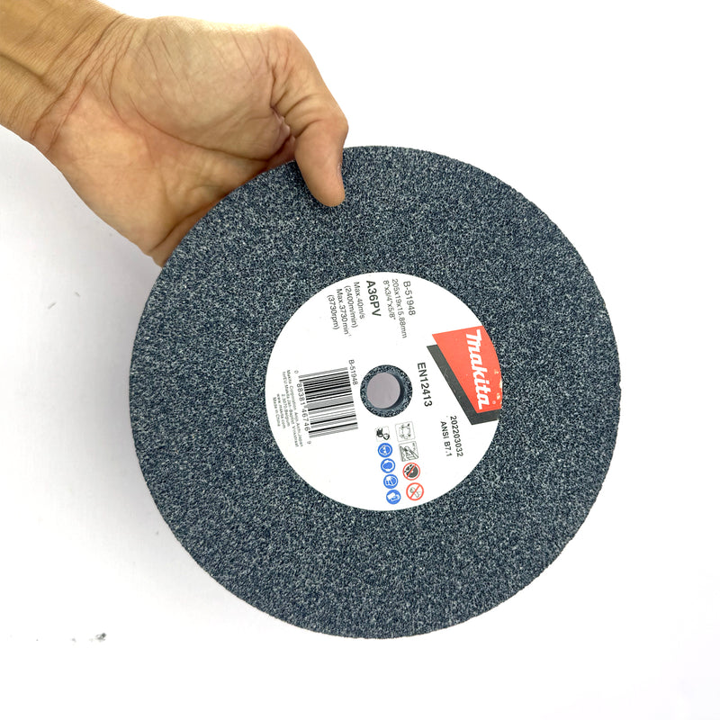 Đá mài kim loại màu 205mm ( 8 inch ) Makita dày 19mm, lỗ cốt 15.88 ( 5/8 inch ) tương thích với máy mài 2 đá ( Cấp 3 sao )