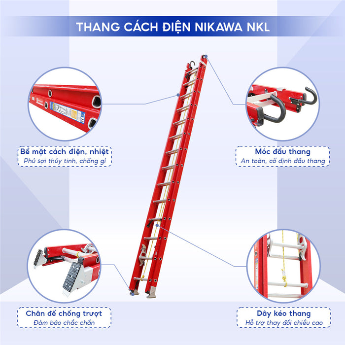 Thang trượt cách điện 2 đoạn và 3 đoạn Nikawa NKL