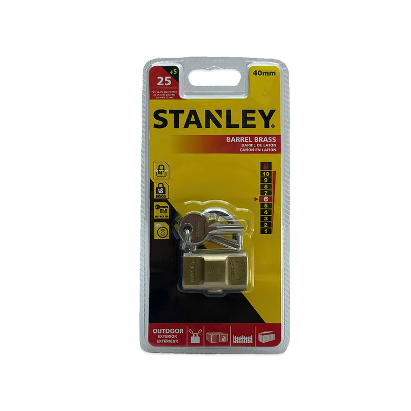 Ổ khóa treo đồng thau STANLEY kích thước 40mm - 50mm, càng khóa bằng thép cường lực.
