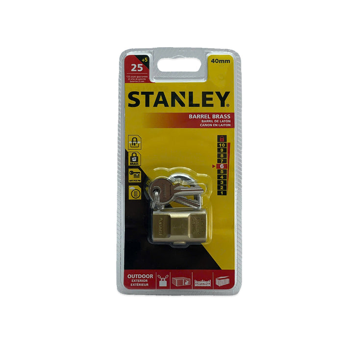 Ổ khóa treo đồng thau STANLEY kích thước 40mm - 50mm, càng khóa bằng thép cường lực.