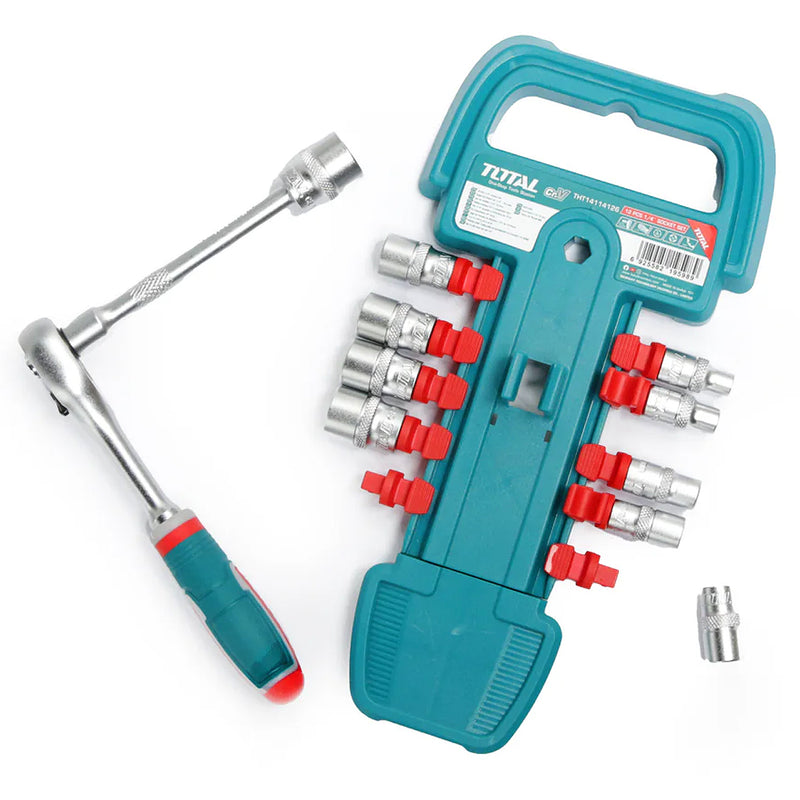 Bộ đầu tuýp 12 chi tiết Total THT14114126 cốt 1/4 inch kích thước từ 5mm - 14mm