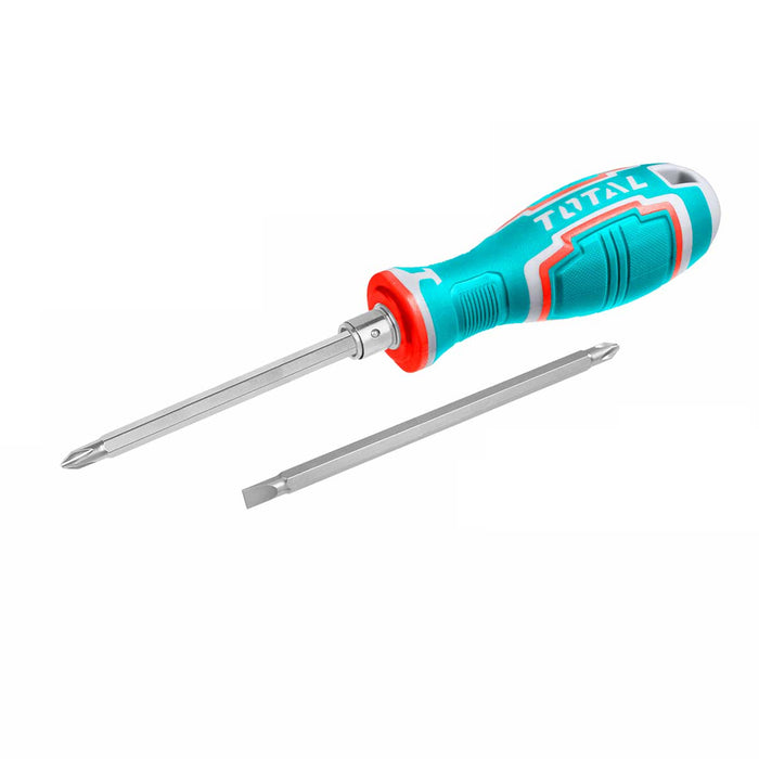 Bộ tua vít đổi đầu 2 trong 1 Total THT250266 dài 150mm (1 đầu vặn vít bake PH2, 1 đầu vặn vít dẹp SL6)