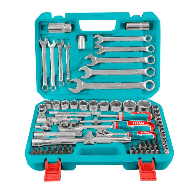 Bộ đầu tuýp 82 chi tiết cốt 1/2 inch và 1/4 inch TOTAL THT421802