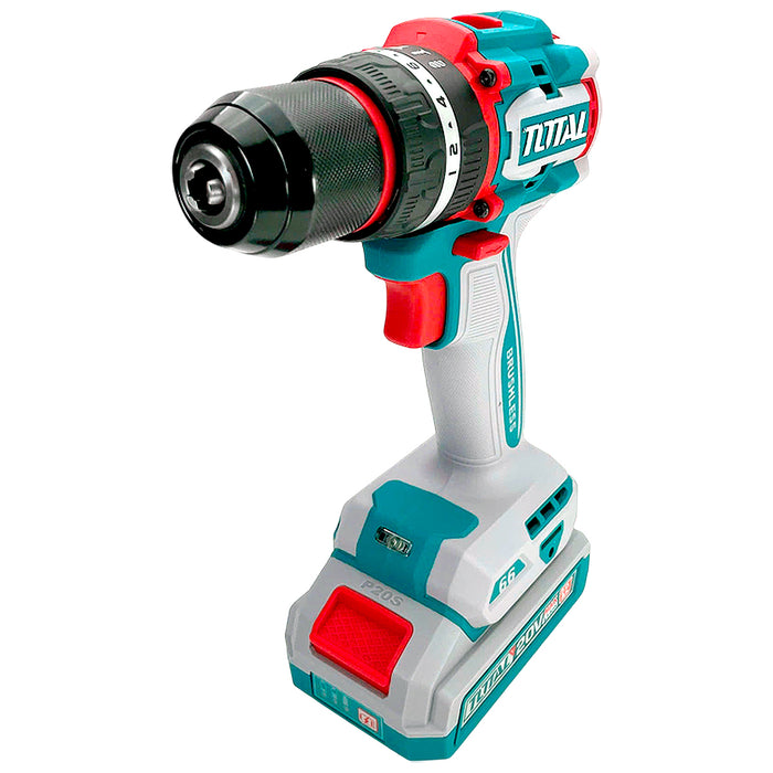 Máy khoan búa không chổi than dùng Pin 20V, đầu kẹp 13mm Total