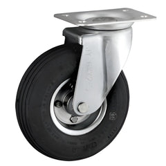 Đường kính 175mm / Bánh cao su dùng hơi màu đen (Pneumatic Rubber Tire) / Mặt đế 120mm x 120mm