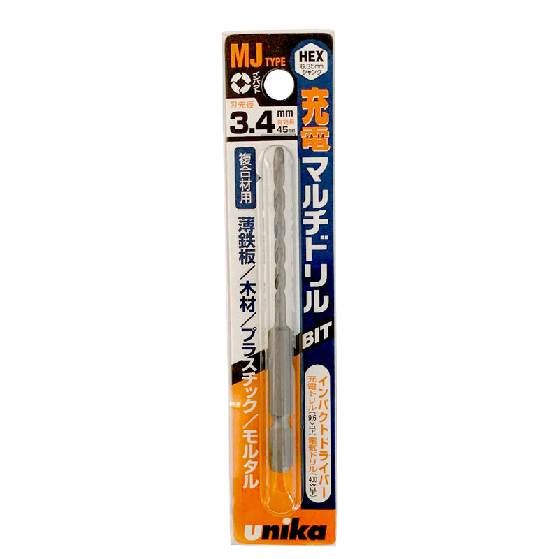 Mũi khoan đa năng Unika MJ khoan được nhiều loại vật liệu, đuôi lục giác 6.35mm, số từ 3.0mm - 10.5mm