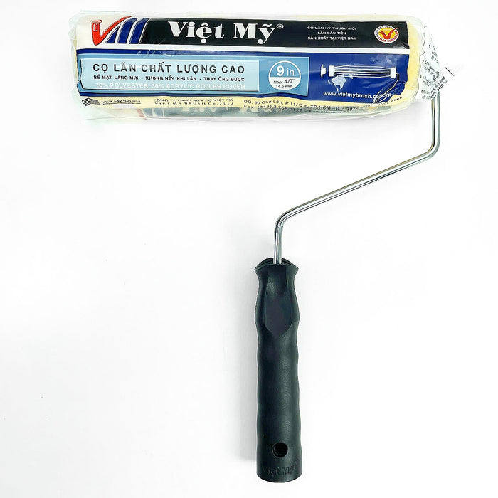 Cọ lăn Việt Mỹ 11cm - 23cm, lông màu vàng kem, tay cầm nhựa