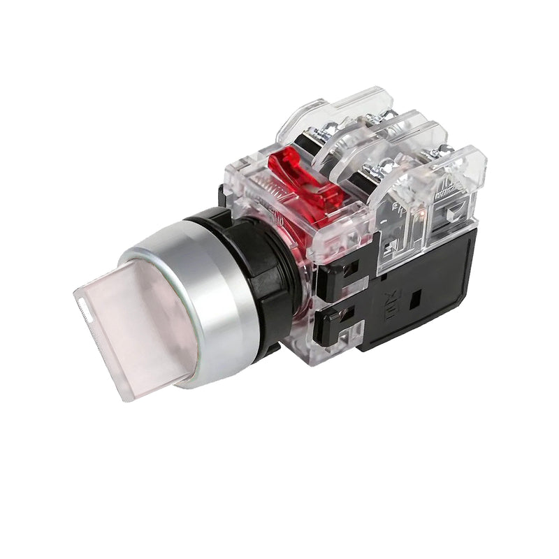 Công tắc xoay tích hợp đèn báo, mặt nhôm Hanyoung Nux MRT-R series, Lỗ khoét Ø22mm. Tiêu chuẩn CE, KC