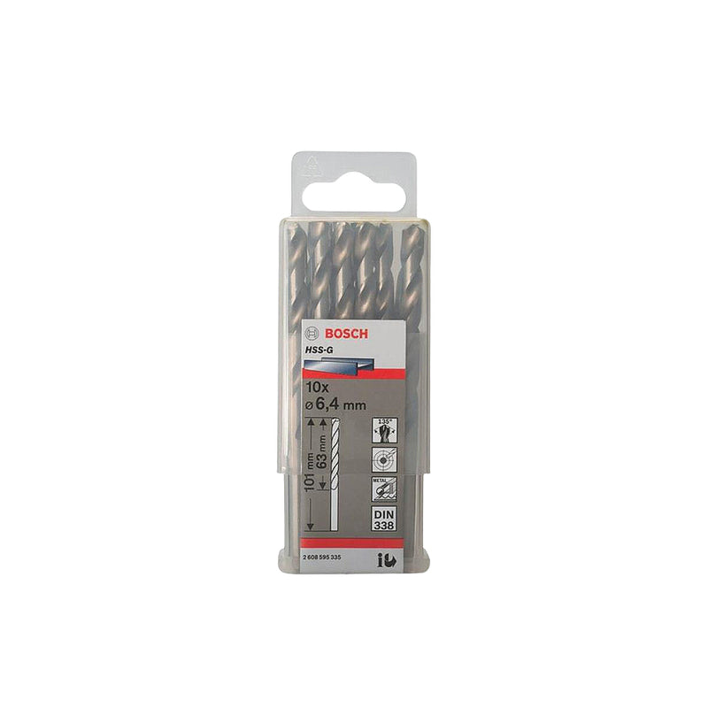 Hộp 10 mũi khoan sắt HSS-G Bosch đường kính từ 1mm - 7.5mm, đuôi trơn (Tiêu chuẩn DIN 338)