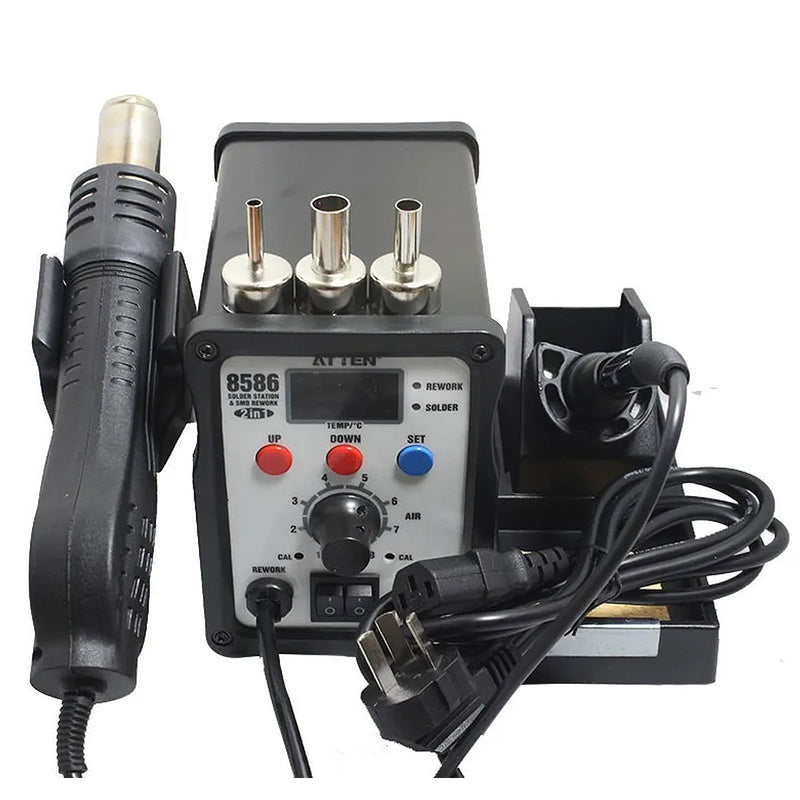 Trạm hàn thiếc và khò khí nóng đa năng - sửa chữa bo mạch điện tử 2-in-1 ATTEN AT-8586, công suất hàn khò 50W/700W, max 480/500°C