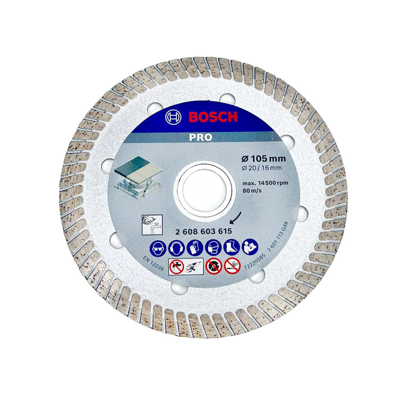 Lưỡi cắt kim cương dùng cho đá Ceramic Bosch 2608603615 đường kính 105mm, lỗ cốt 16mm, dày 1.4mm (Dòng Expert)