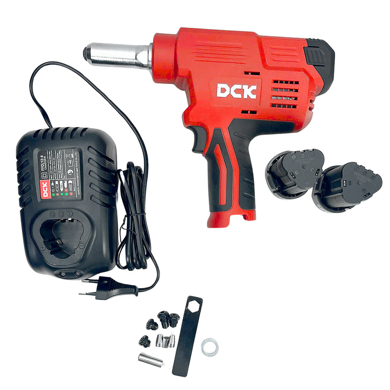 Máy tán đinh ri vê DCK KDPM50 dùng Pin 12V, lực kéo 10kN