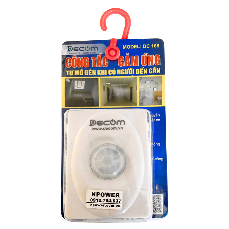 Công tắc cảm ứng hồng ngoại gắn tường Decom DC-168 có thể xoay