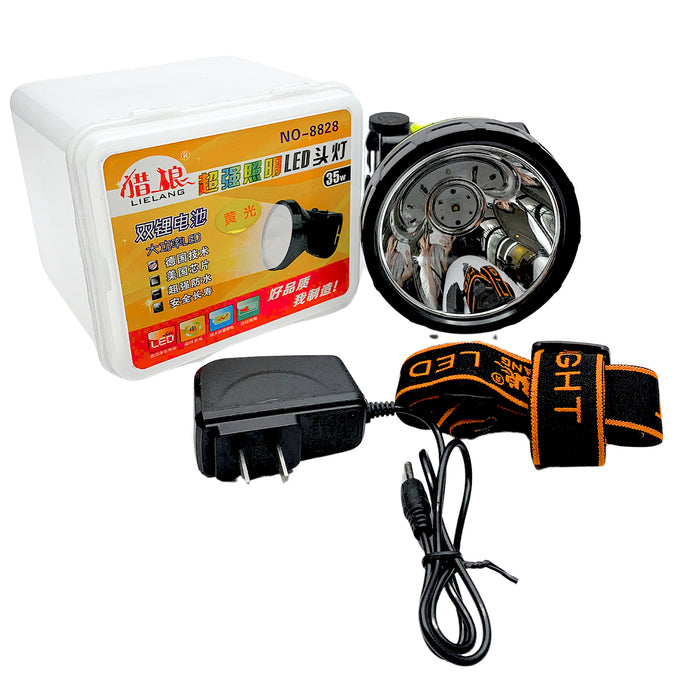 Đèn Led sạc đội đầu Lielang No-8828 công suất 35W, ánh sáng vàng, 2 chế độ sáng