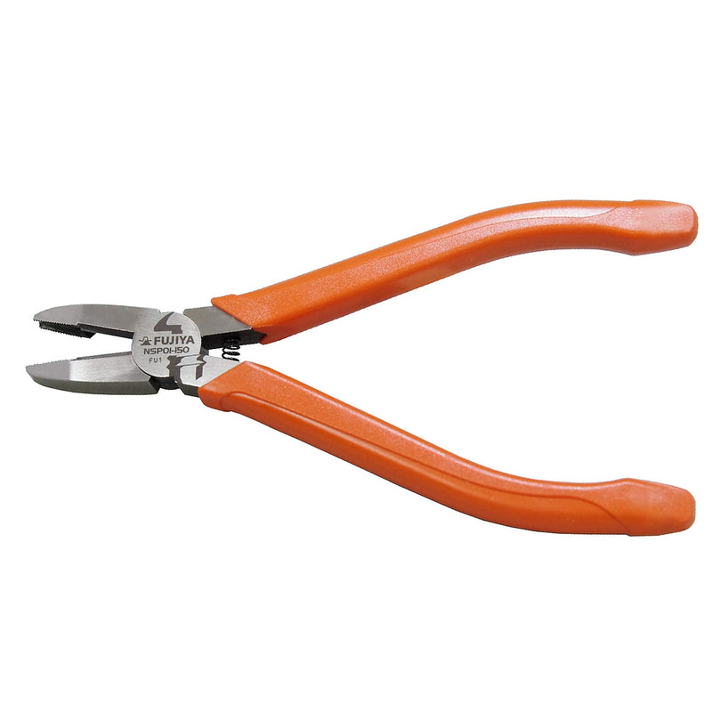 Kìm mở ốc vít Fujiya NSP01-150 150mm mũi răng cưa tháo vít tòe, thép mạ bạc, cán nhựa cam có lò xo trợ lực.
