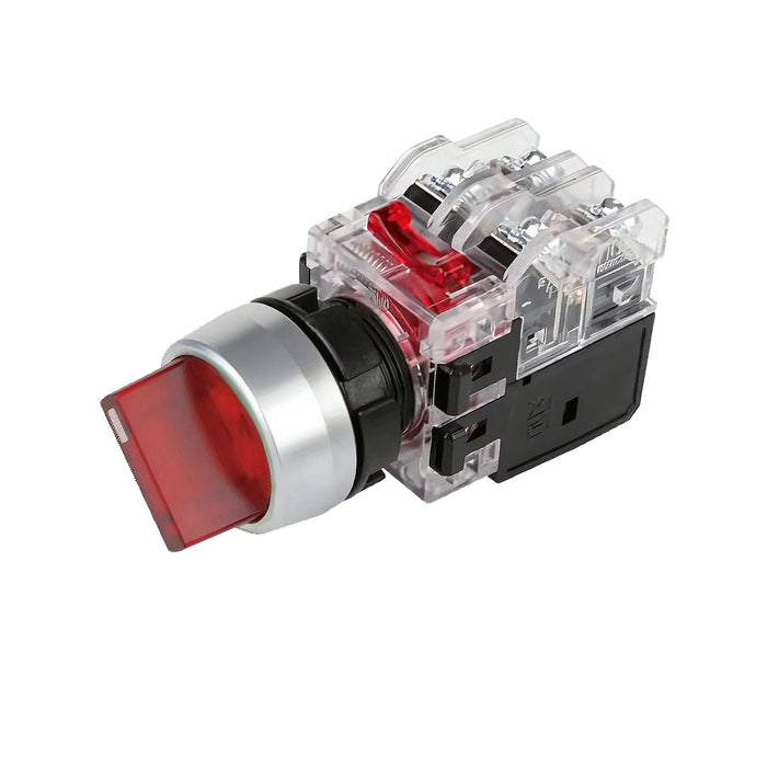 Công tắc xoay tích hợp đèn báo, mặt nhôm Hanyoung Nux MRT-R series, Lỗ khoét Ø22mm. Tiêu chuẩn CE, KC