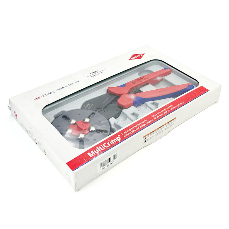 Kìm bấm cose đa năng, loại 3 ngàm bấm dòng MultiCrimp KNIPEX 97 33 01 chiều dài 250mm, khả năng bấm cose từ 0.25mm² - 6mm²