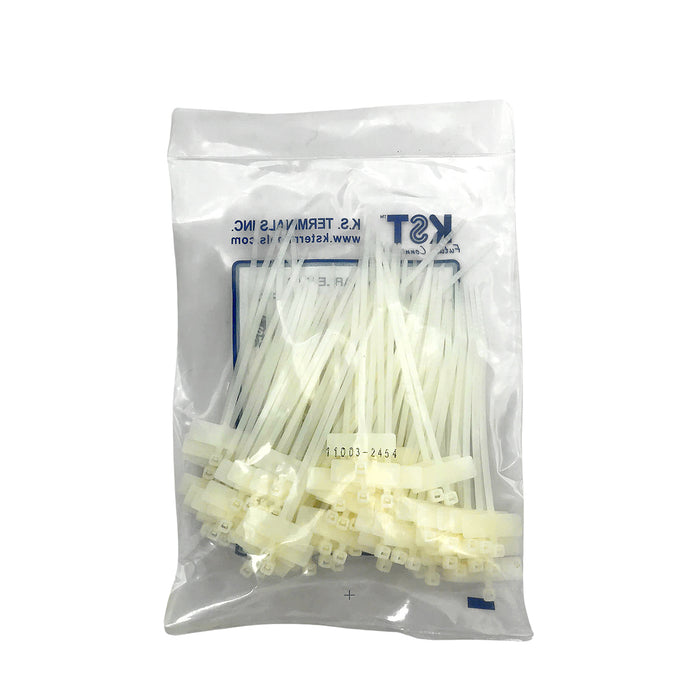 Dây rút KST có thẻ ghi chú khổ ngang, cổ rút nằm ngoài, dài 100mm, bản rộng 2.5mm, mã số KI-100M