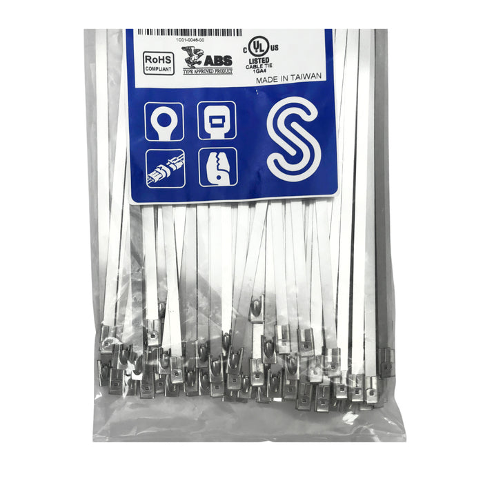 Dây rút Inox 316 KST cao cấp, không bọc nhựa (Uncoated), loại bi gài (Ball-lock), bản size S rộng 4.5mm, dài từ 125mm - 1050mm