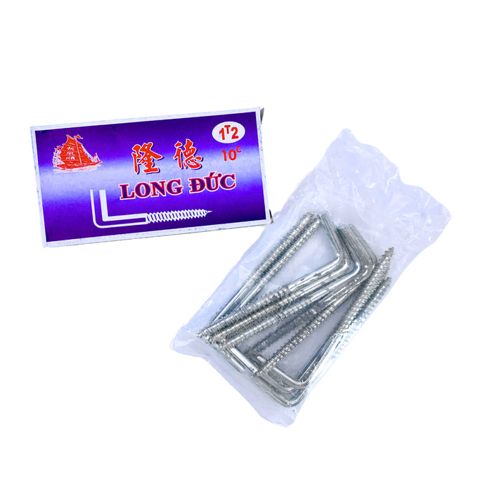 Móc chữ L chân vít Long Đức dài từ 4P (4cm) - 1T2 (12cm)