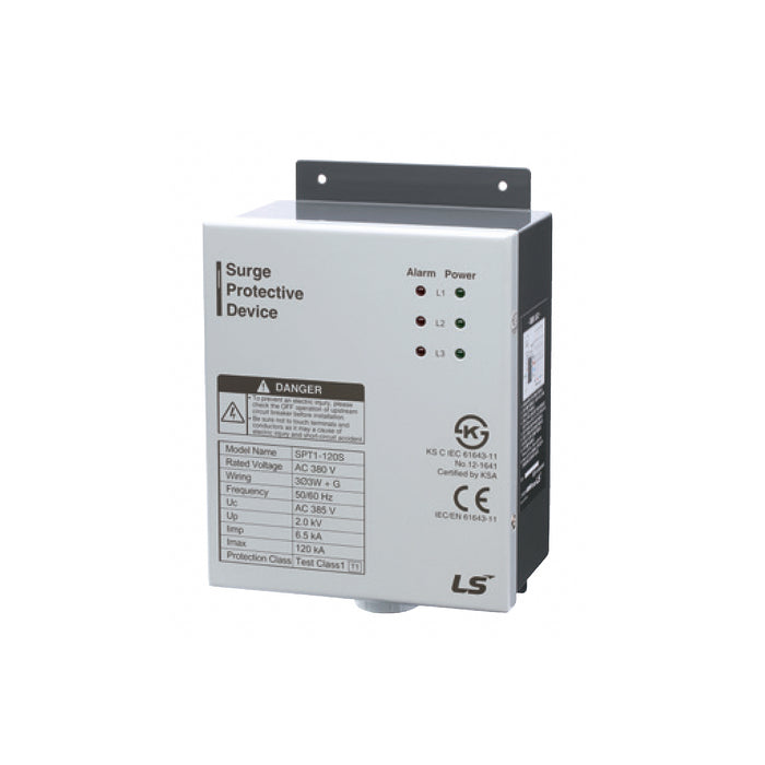 Thiết bị chống sét 3P dạng hộp (Box Type) LS SP Series, điện áp Uc 385V, dòng xả xung sét cực đại từ 40kA ~ 160kA. Tiêu chuẩn CE