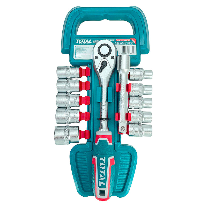 Bộ 12 cái socket (1/2 inch) & cần 2 chiều TOTAL THT141121