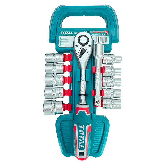 Bộ 12 cái socket (1/2 inch) & cần 2 chiều TOTAL THT141121