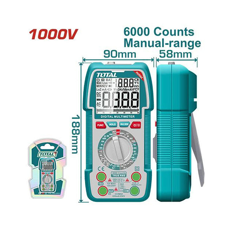 Đồng hồ đo điện vạn năng kỹ thuật số Total TMT5310002 True RMS, đo dòng DC/AC 1000V