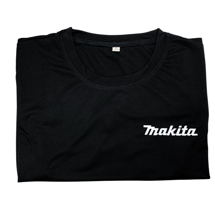 Áo đồng phục Makita không có cổ, tay ngắn, vải thun lạnh cao cấp, co giãn 4 chiều