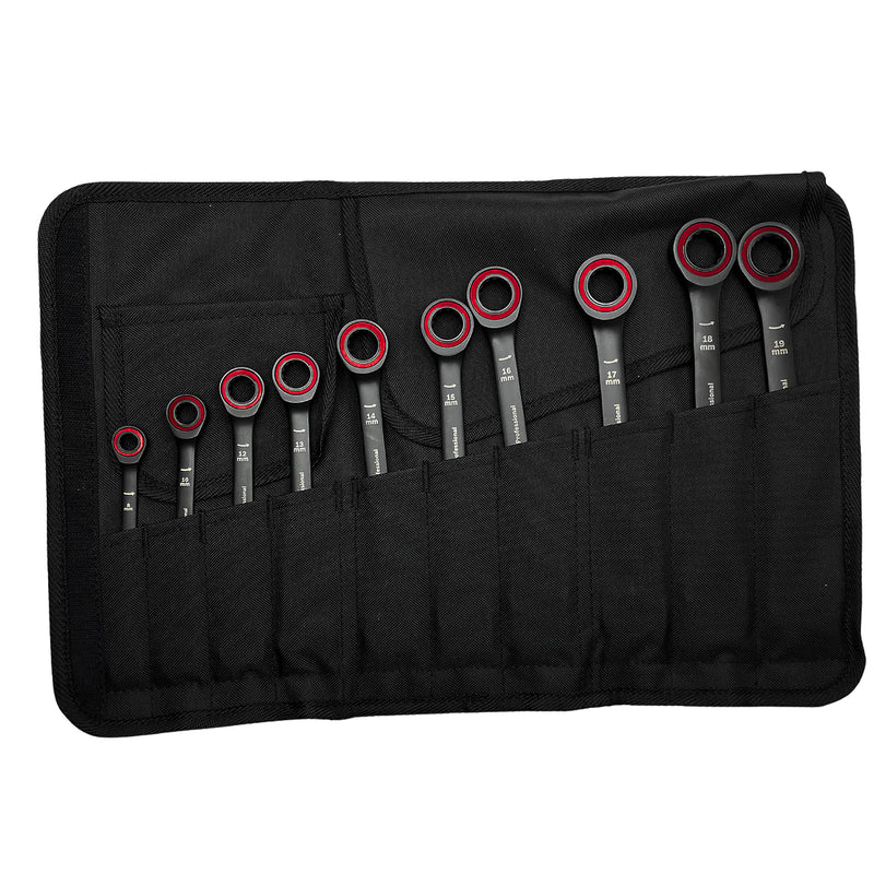 Bộ 10 cờ lê vòng miệng tự động Bosch 1600A016BU kích thước 8mm - 19mm, vật liệu thép đen