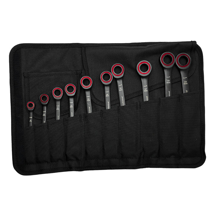 Bộ 10 cờ lê vòng miệng tự động Bosch 1600A016BU kích thước 8mm - 19mm, vật liệu thép đen