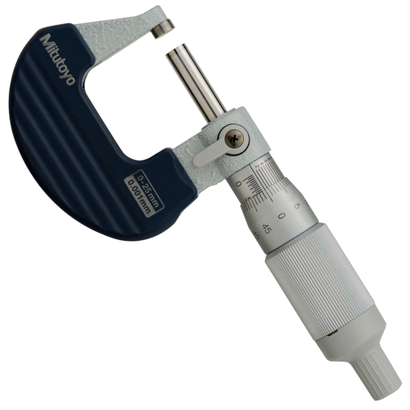 Panme đo ngoài cơ bản Mitutoyo Series 102 - Ratchet Thimble Micrometer. Dòng cải tiến với bánh cóc trên ống xoay