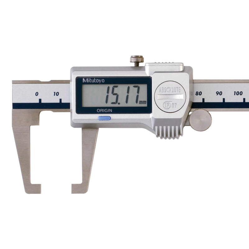 Thước kẹp điện tử Mitutoyo Series 573, ABSOLUTE Digimatic Neck Caliper, hàm kẹp cổ chai Neck Jaw, mũi vuông