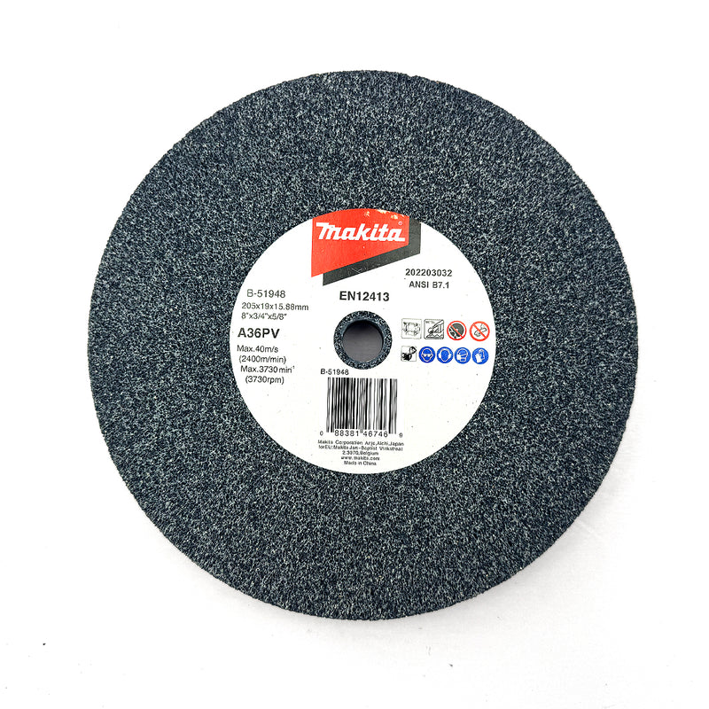 Đá mài kim loại màu 205mm ( 8 inch ) Makita dày 19mm, lỗ cốt 15.88 ( 5/8 inch ) tương thích với máy mài 2 đá ( Cấp 3 sao )