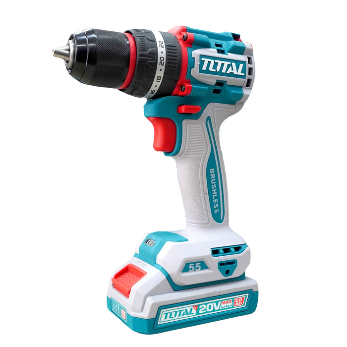 Máy khoan búa không chổi than dùng Pin 20V, đầu kẹp 13mm Total