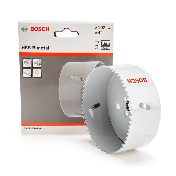 Mũi khoét lỗ Bosch dùng cho kim loại, đường kính từ 70mm - 152mm, dài 44mm, vật liệu thép HSS