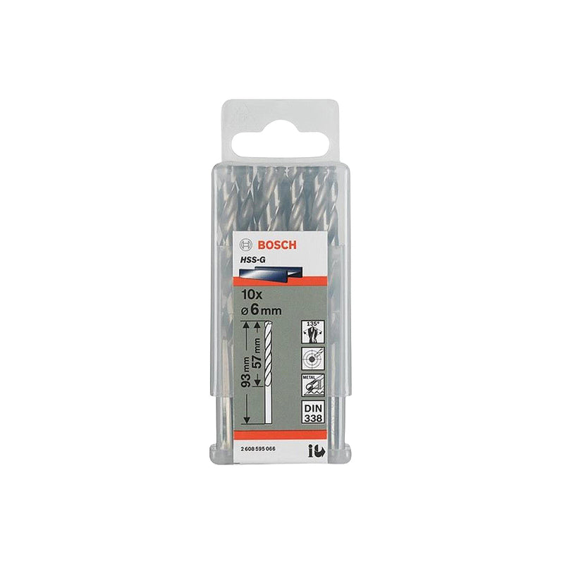 Hộp 10 mũi khoan sắt HSS-G Bosch đường kính từ 1mm - 7.5mm, đuôi trơn (Tiêu chuẩn DIN 338)