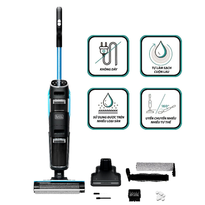 Máy hút bụi 5 chức năng dùng Pin Black Decker BXUVXA02 dung tích 0.6L, lực hút 8Kpa