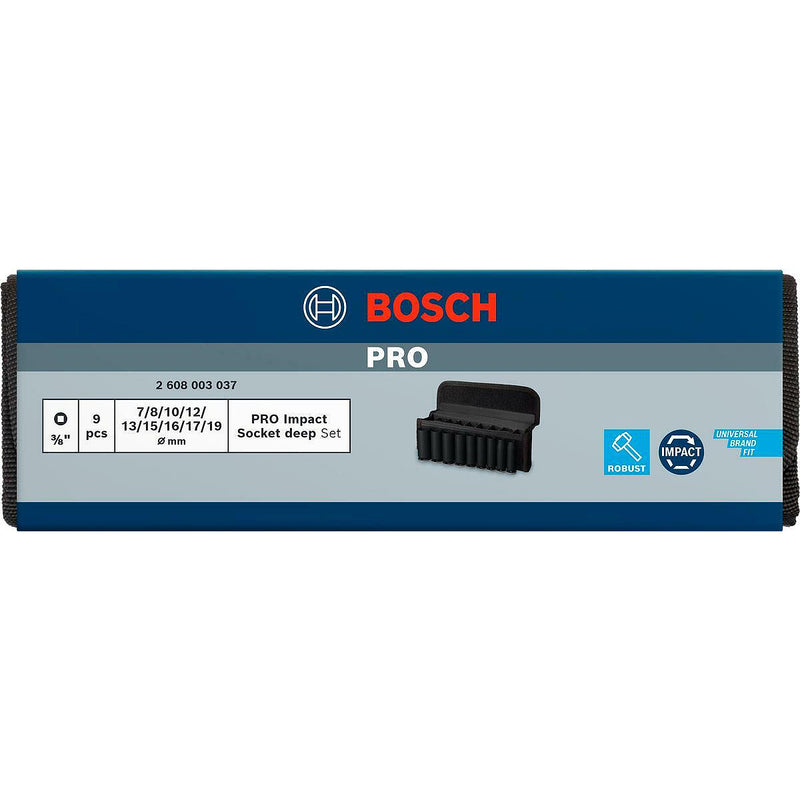 Bộ 9 đầu tuýp Bosch 2608003037 cốt 3/8 inch, dài 60mm