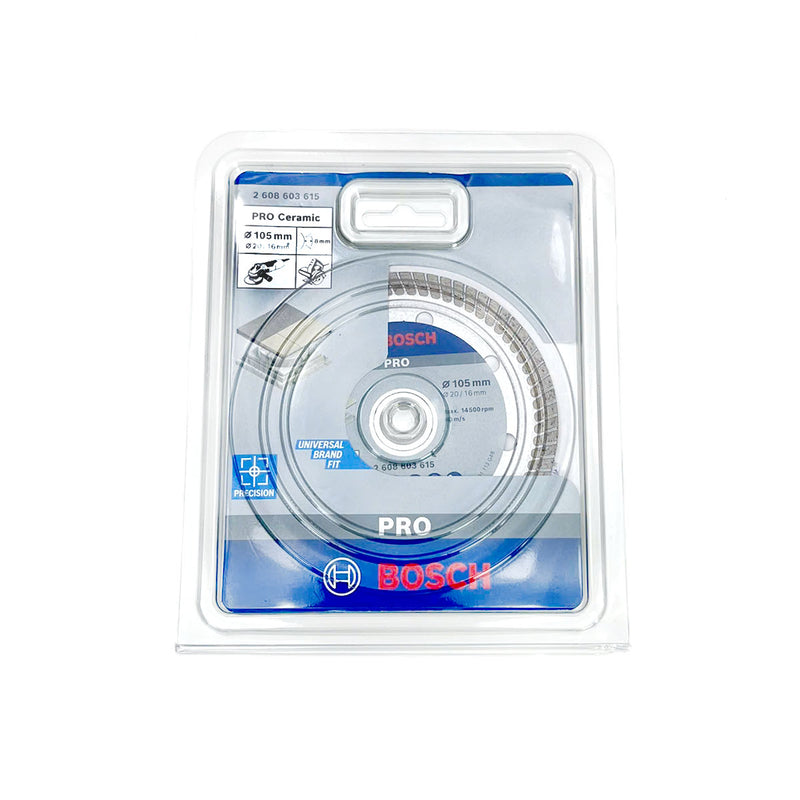 Lưỡi cắt kim cương dùng cho đá Ceramic Bosch 2608603615 đường kính 105mm, lỗ cốt 16mm, dày 1.4mm (Dòng Expert)