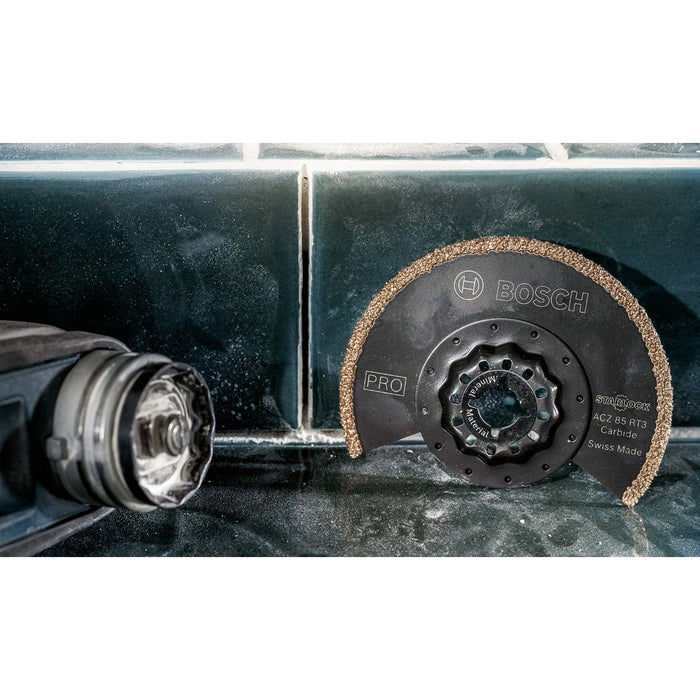 Lưỡi cắt rung Bosch ACZ 85 RT3 dùng cho gạch tường, mạch hồ bề rộng lưỡi 85mm, chuẩn Starlock (mã số 2608669120)