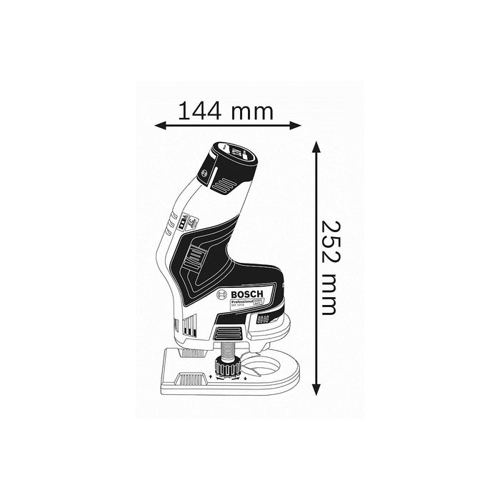 Máy phay mini dùng pin 12V Bosch GKF 12V-8, mã số 06016B00L0 (Chỉ có thân máy, không kèm pin và sạc)